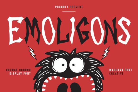 Emoligons: A Grunge Horror Display Font for Editorial Impact